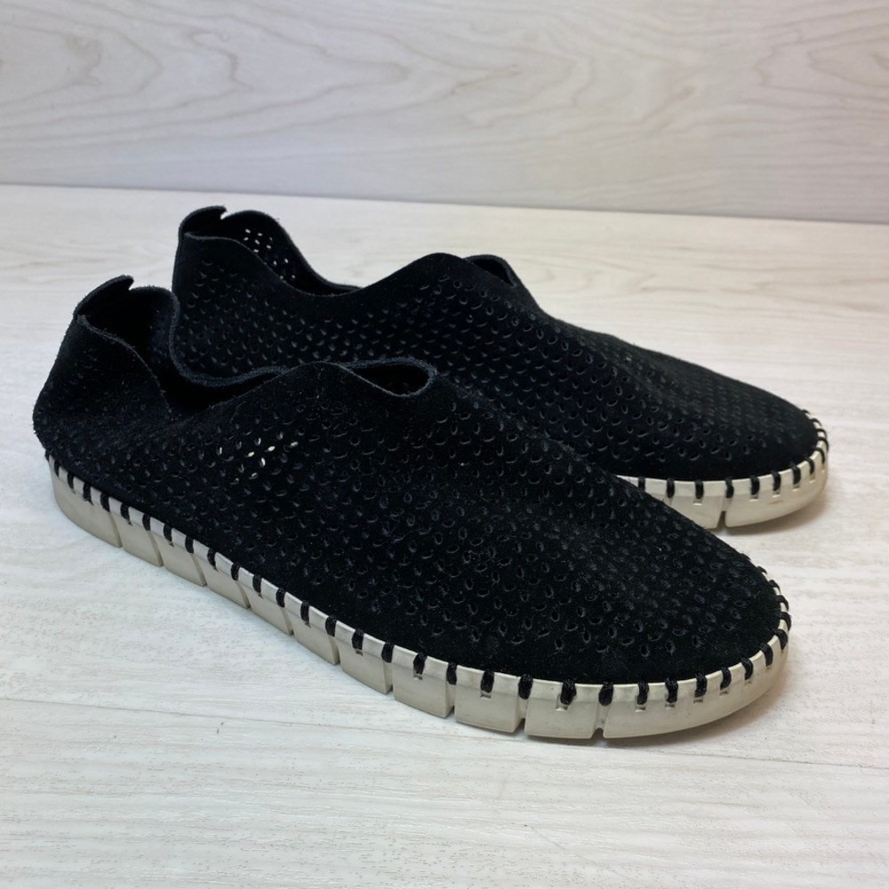 Jeffrey Campbell Tiles Womens 10M Loafers V-Cut Suede Perforated Platform Flats